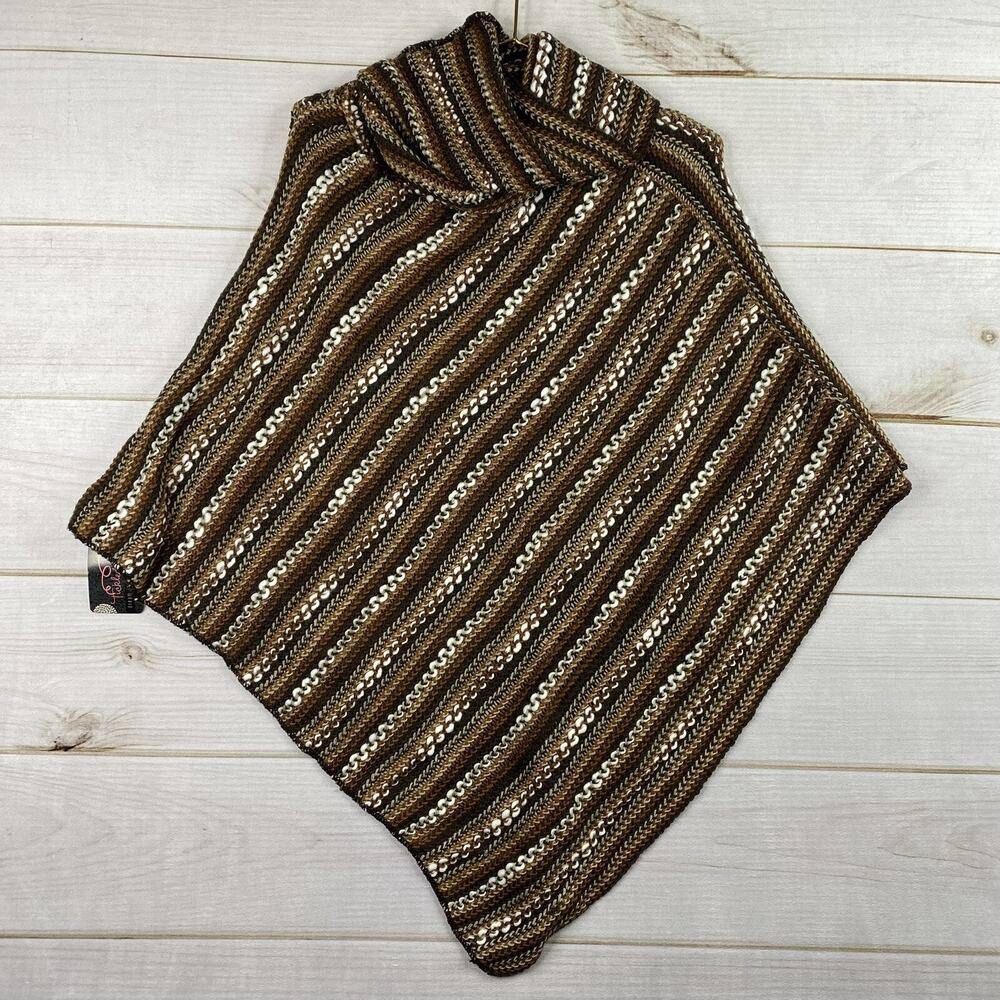 Tickled Pink Scarf/Shawl Brown Cable Knitted Pullover Lightweight Sweater NWT